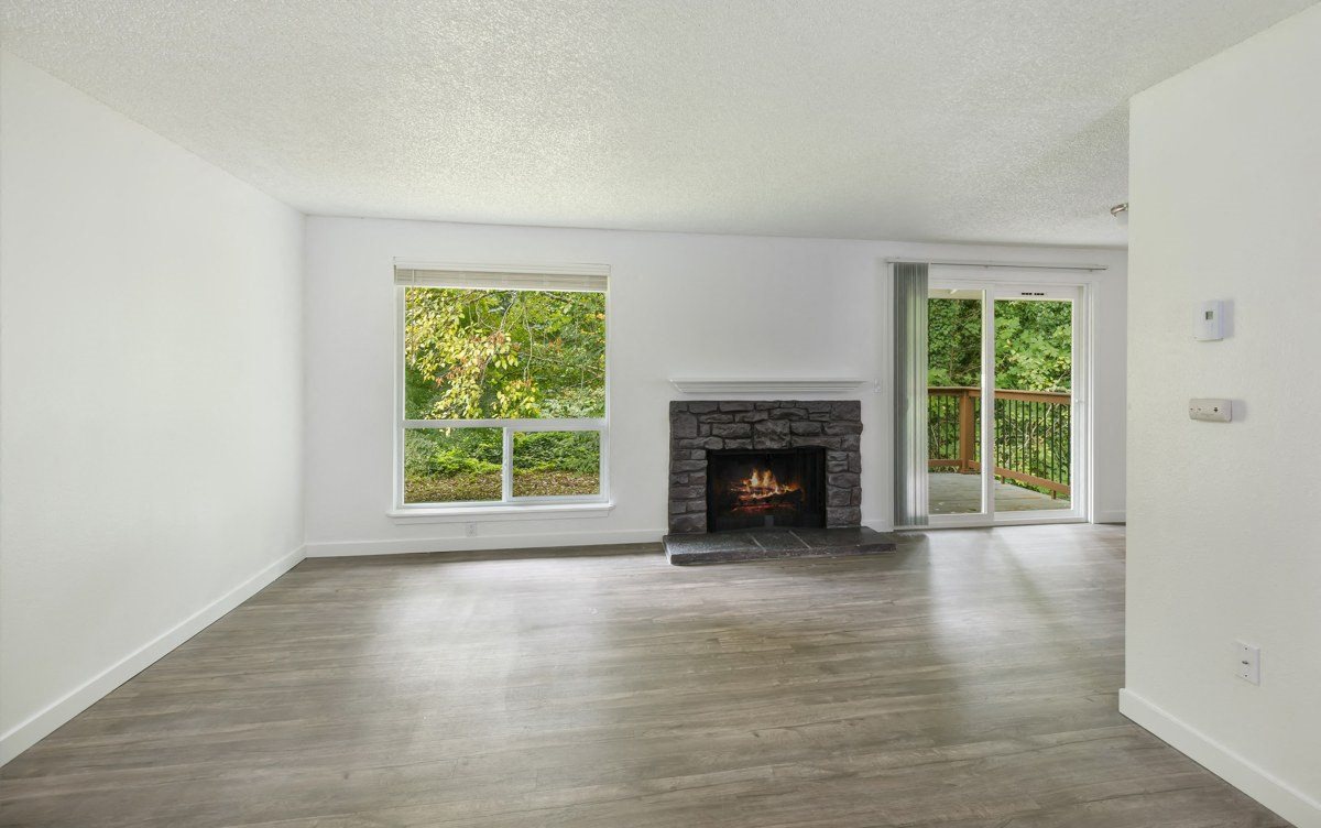 Wilderness West Apartment Interior Living Room with Fireplace Wilderness West Apartment Interior Living Room with Fireplace